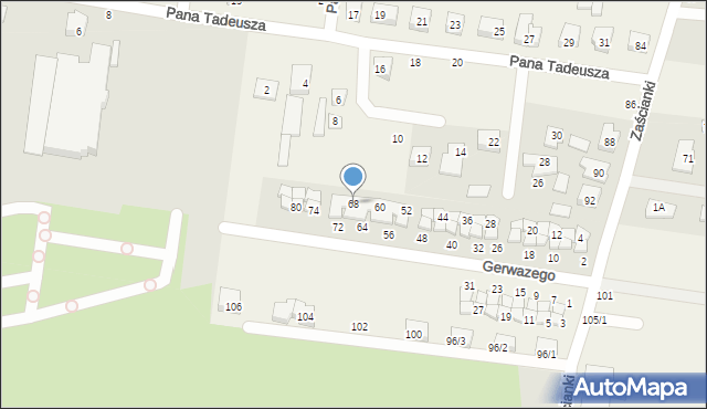 Zaścianki, Gerwazego, 68, mapa Zaścianki