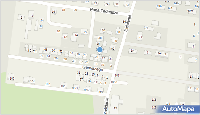Zaścianki, Gerwazego, 14, mapa Zaścianki