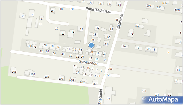 Zaścianki, Gerwazego, 20, mapa Zaścianki