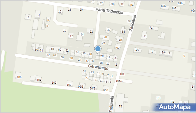 Zaścianki, Gerwazego, 22, mapa Zaścianki