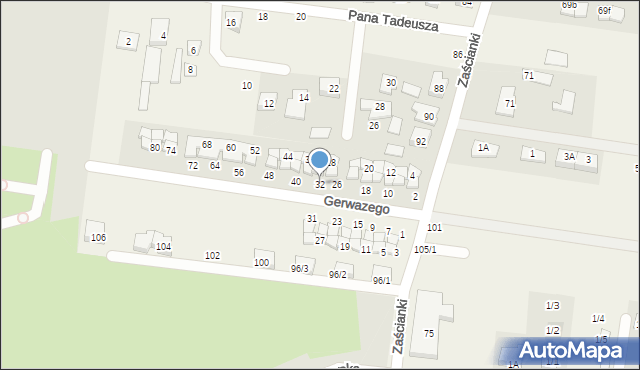 Zaścianki, Gerwazego, 32, mapa Zaścianki