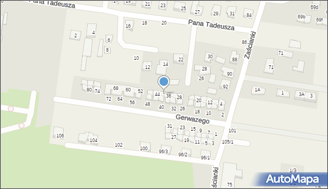 Zaścianki, Gerwazego, 38, mapa Zaścianki