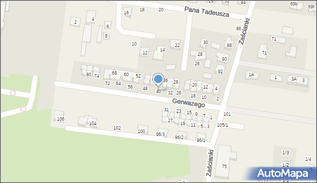 Zaścianki, Gerwazego, 40, mapa Zaścianki