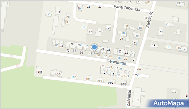 Zaścianki, Gerwazego, 42, mapa Zaścianki