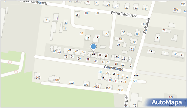 Zaścianki, Gerwazego, 44, mapa Zaścianki