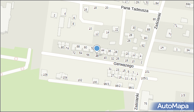 Zaścianki, Gerwazego, 48, mapa Zaścianki