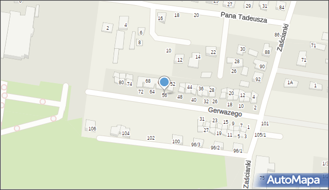 Zaścianki, Gerwazego, 56, mapa Zaścianki