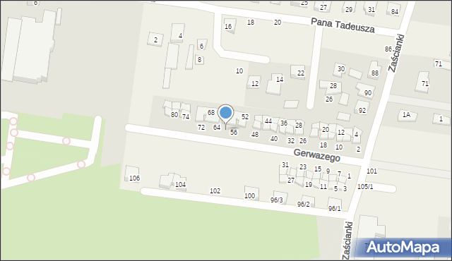 Zaścianki, Gerwazego, 58, mapa Zaścianki