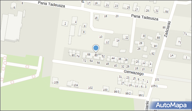 Zaścianki, Gerwazego, 60, mapa Zaścianki