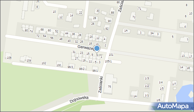 Zaścianki, Gerwazego, 7, mapa Zaścianki