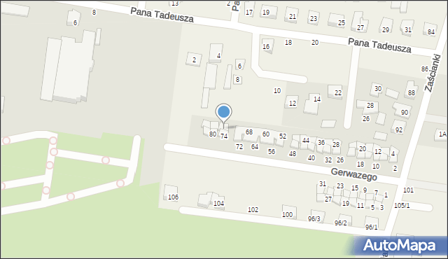 Zaścianki, Gerwazego, 76, mapa Zaścianki