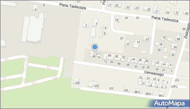 Zaścianki, Gerwazego, 78, mapa Zaścianki