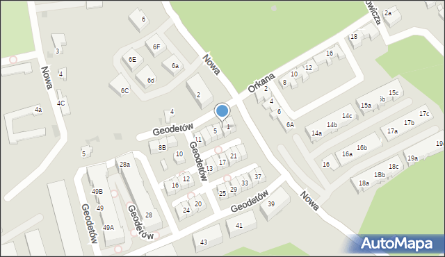 Zielona Góra, Geodetów, 3, mapa Zielona Góra
