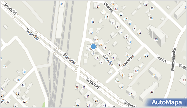 Białystok, Giżycka, 9, mapa Białegostoku