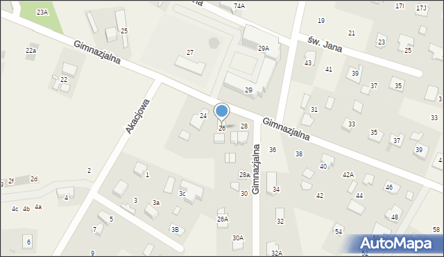 Bieniewice, Gimnazjalna, 26, mapa Bieniewice