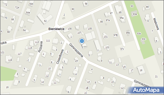 Bieniewice, Gimnazjalna, 3, mapa Bieniewice