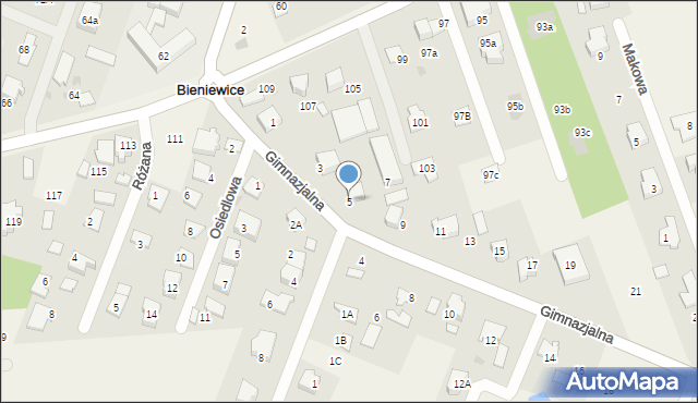 Bieniewice, Gimnazjalna, 5, mapa Bieniewice