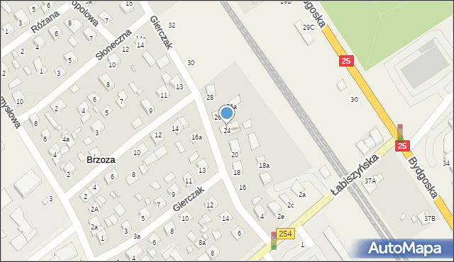 Brzoza, Gierczak Emilii, 24, mapa Brzoza