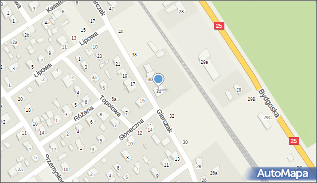 Brzoza, Gierczak Emilii, 34, mapa Brzoza