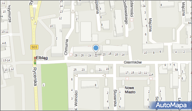 Elbląg, Giermków, 22, mapa Elbląga