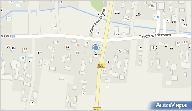Giełczew Druga, Giełczew Druga, 75, mapa Giełczew Druga