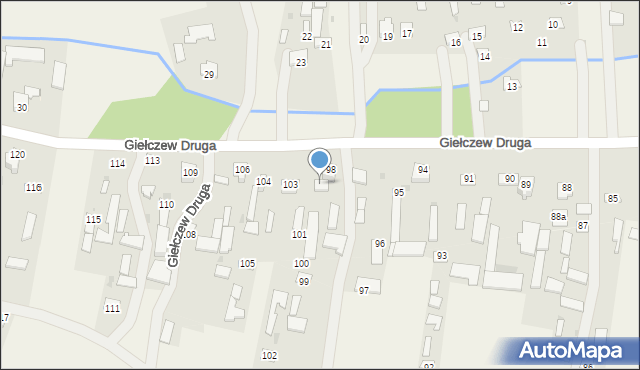 Giełczew Druga, Giełczew Druga, 98A, mapa Giełczew Druga