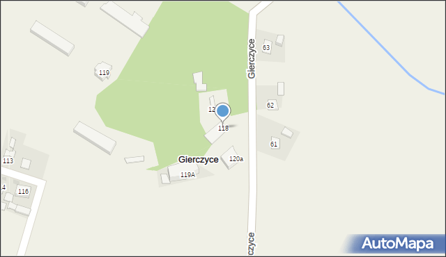 Gierczyce, Gierczyce, 118, mapa Gierczyce