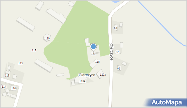 Gierczyce, Gierczyce, 121, mapa Gierczyce