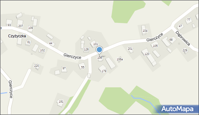 Gierczyce, Gierczyce, 106, mapa Gierczyce