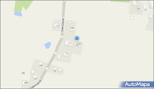 Gierczyce, Gierczyce, 111, mapa Gierczyce
