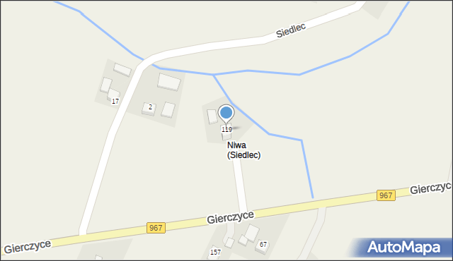 Gierczyce, Gierczyce, 119, mapa Gierczyce