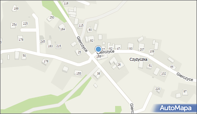 Gierczyce, Gierczyce, 155, mapa Gierczyce