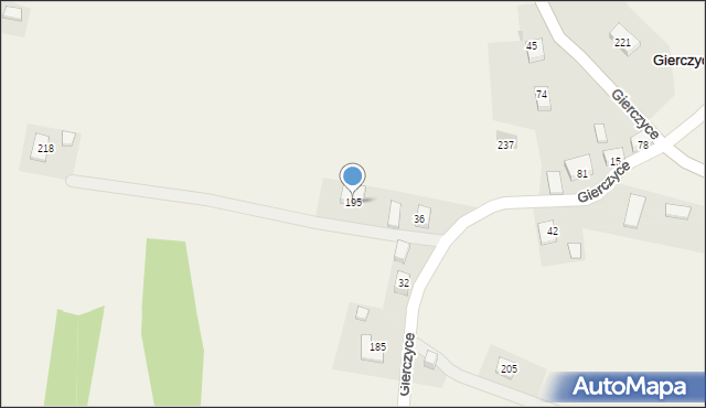 Gierczyce, Gierczyce, 195, mapa Gierczyce