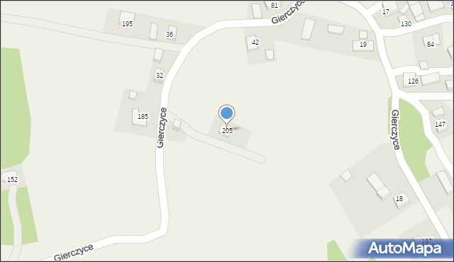 Gierczyce, Gierczyce, 205, mapa Gierczyce