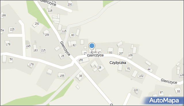 Gierczyce, Gierczyce, 62, mapa Gierczyce