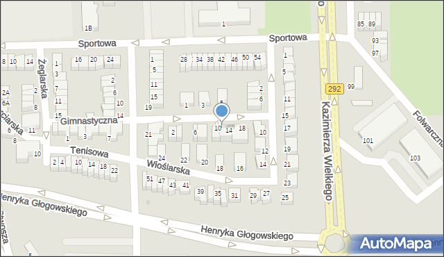 Głogów, Gimnastyczna, 12, mapa Głogów