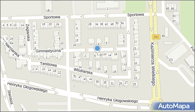 Głogów, Gimnastyczna, 8, mapa Głogów