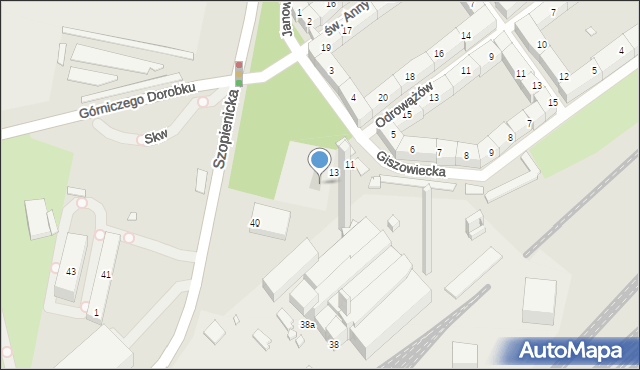 Katowice, Giszowiecka, 15, mapa Katowic