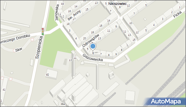 Katowice, Giszowiecka, 6, mapa Katowic