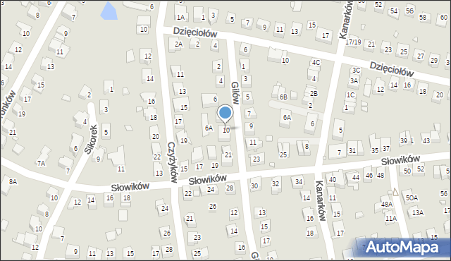 Katowice, Gilów, 10, mapa Katowic