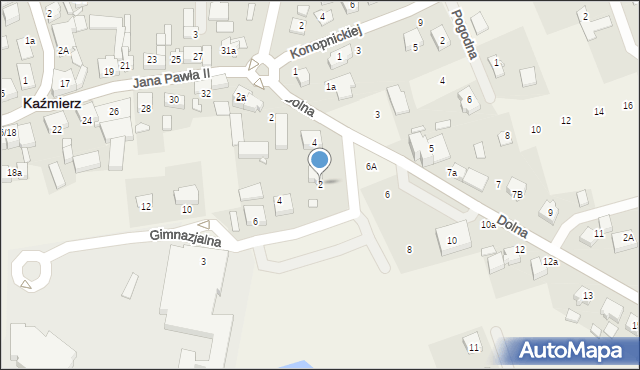 Kaźmierz, Gimnazjalna, 2, mapa Kaźmierz