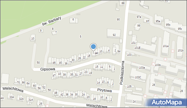 Kielce, Gipsowa, 16, mapa Kielc