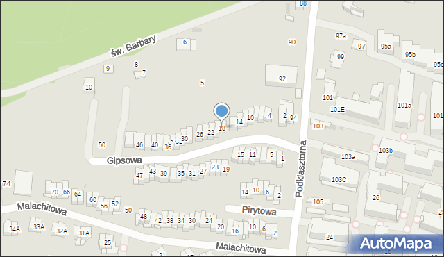 Kielce, Gipsowa, 18, mapa Kielc