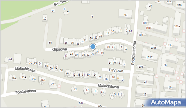 Kielce, Gipsowa, 27, mapa Kielc