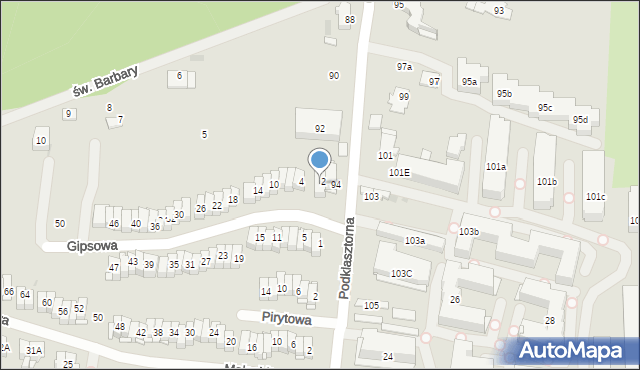 Kielce, Gipsowa, 2B, mapa Kielc