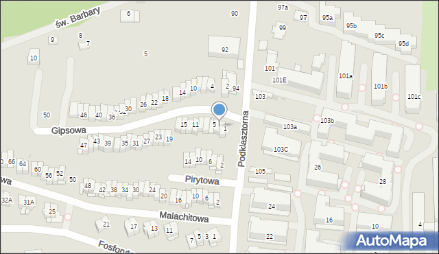 Kielce, Gipsowa, 3, mapa Kielc