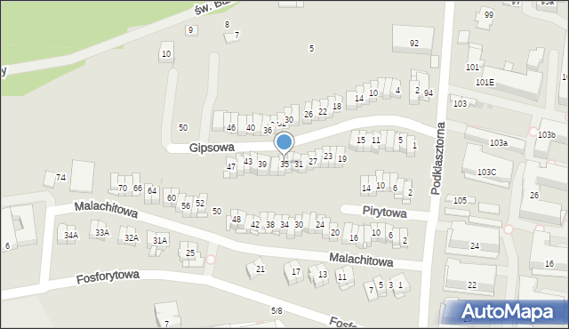 Kielce, Gipsowa, 35, mapa Kielc