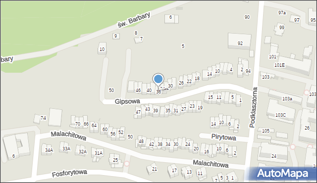 Kielce, Gipsowa, 36, mapa Kielc