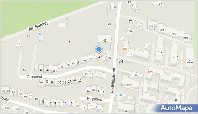 Kielce, Gipsowa, 4, mapa Kielc