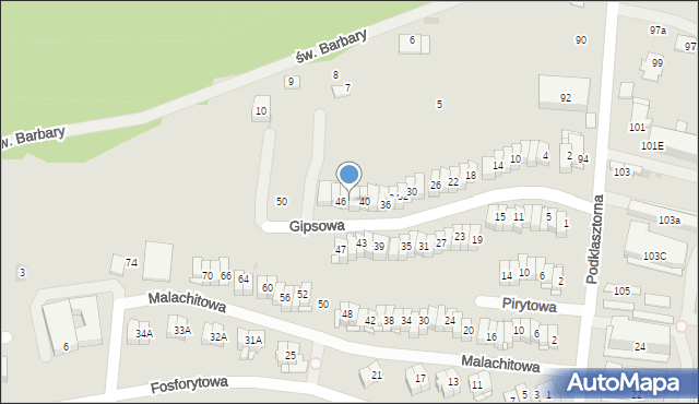 Kielce, Gipsowa, 44, mapa Kielc